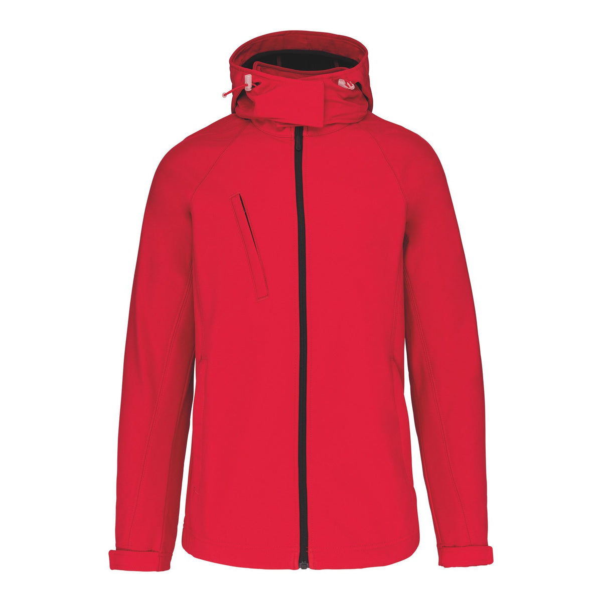 Veste softshell femme à capuche rouge à broder avec logo d'entreprise, Kariban K414