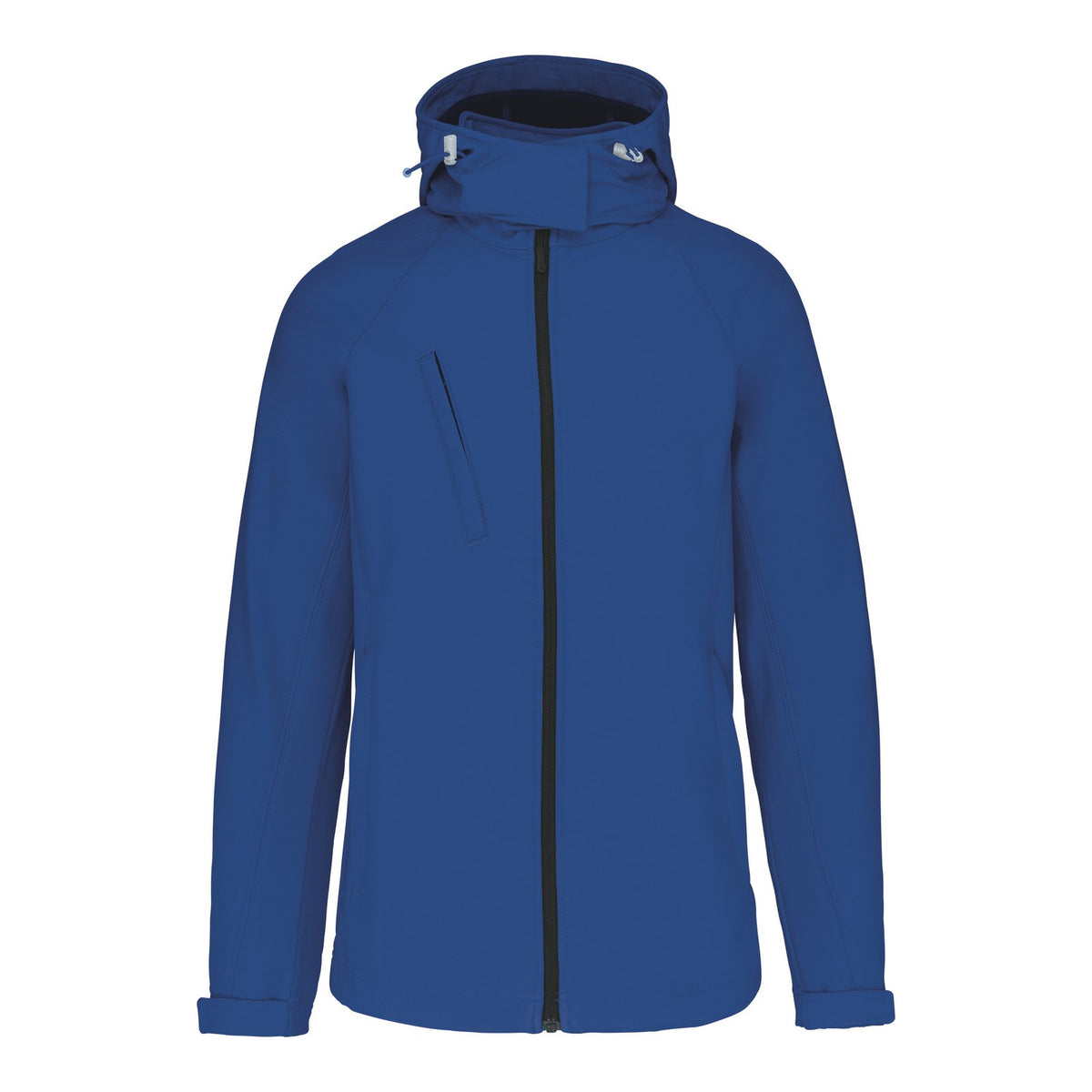 Veste softshell femme à capuche bleu roi foncé à broder avec logo d'entreprise, réf. K414