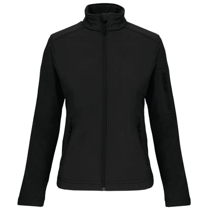 Veste softshell noire pour femme K400, surface lisse pour broderie personnalisee